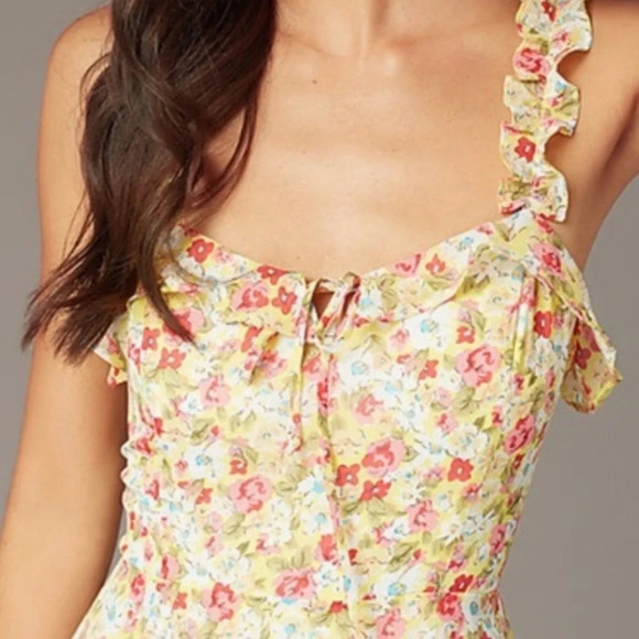 Anthropologie X If By Sea Yellow Floral Ruffle Sleeve Dress Size Medium - Picture 9 of 10